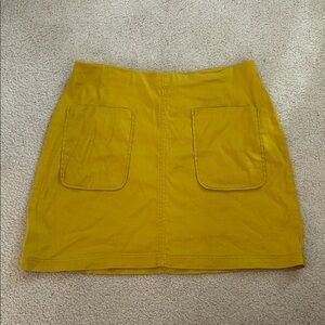 Maeve Mustard Yellow Mini Skirt with Front Patch Pockets